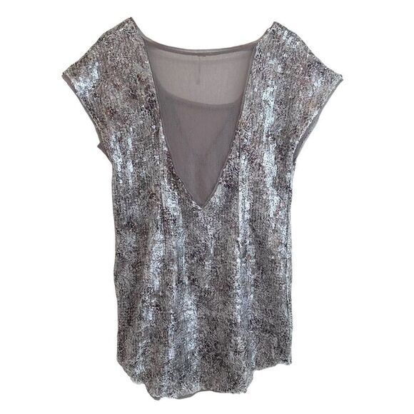 Free People Midnight Dreamer Shattered Glass Silver and Cream Mini Dress Size S - Picture 5 of 10